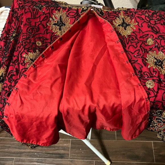 ADRIANA PAPELL EVENING  EMBROIDERED BEADED SILK OPEN FRONT JACKET SIZE S - Picture 5 of 5